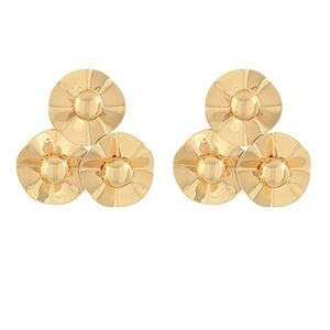 Angular Textured 3 Round Earrings